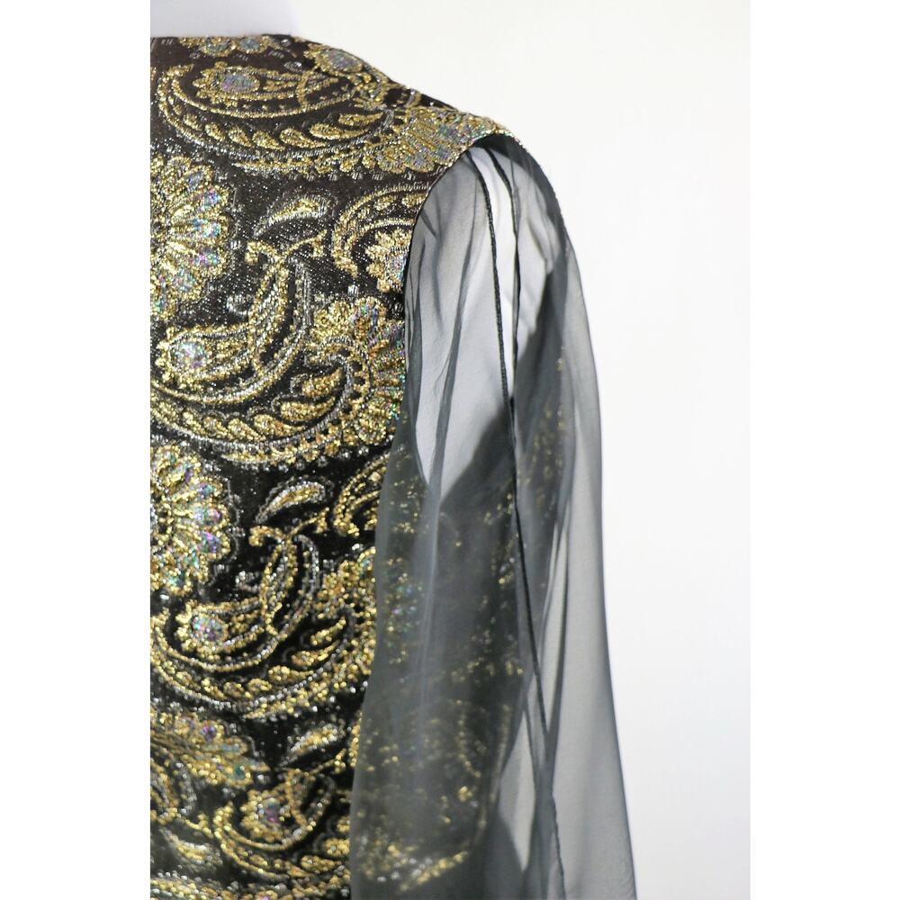 Vintage 60s Witchy Gothic Glam Jack Bryan Black Chiffon Maxi Dress Medium - Picture 10 of 10